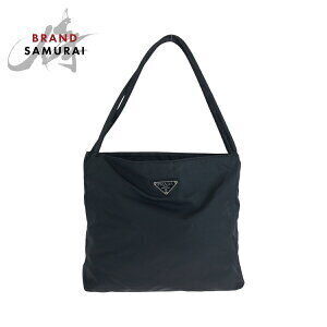 Prada Tessuto triangular logo plate black nylon tote bag shoulder
